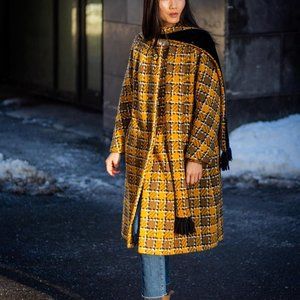 yellow plaid coat vintage